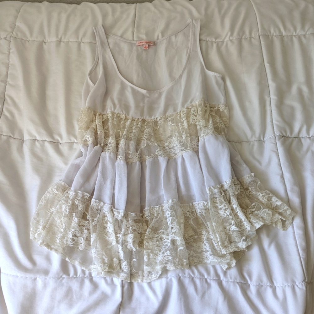 Lace see-through babydoll blouse